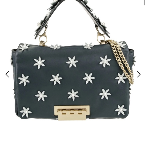 Zac Posen Black Floral Embellished Shoulder Bag - Picture 1 of 5